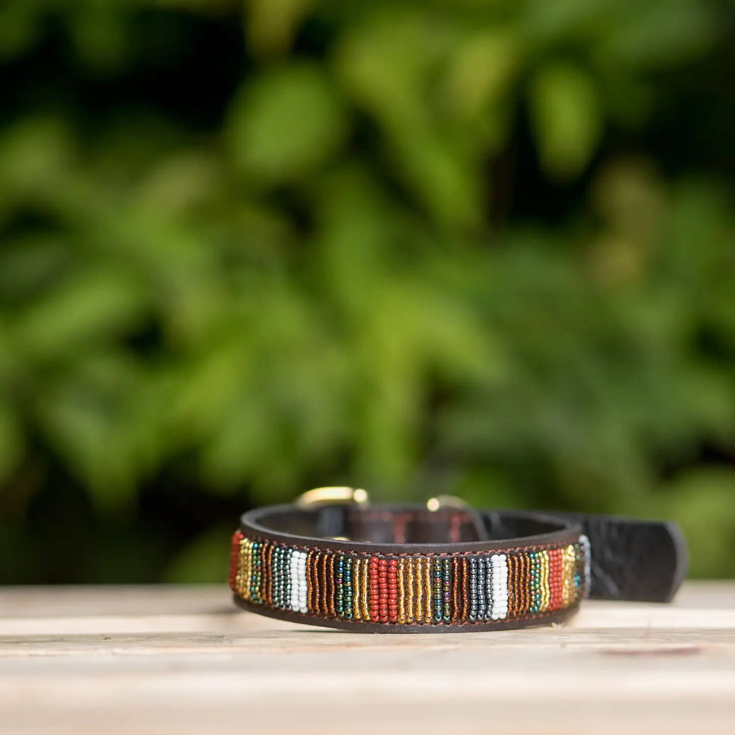 Olker Lederen hondenhalsband met Kralen