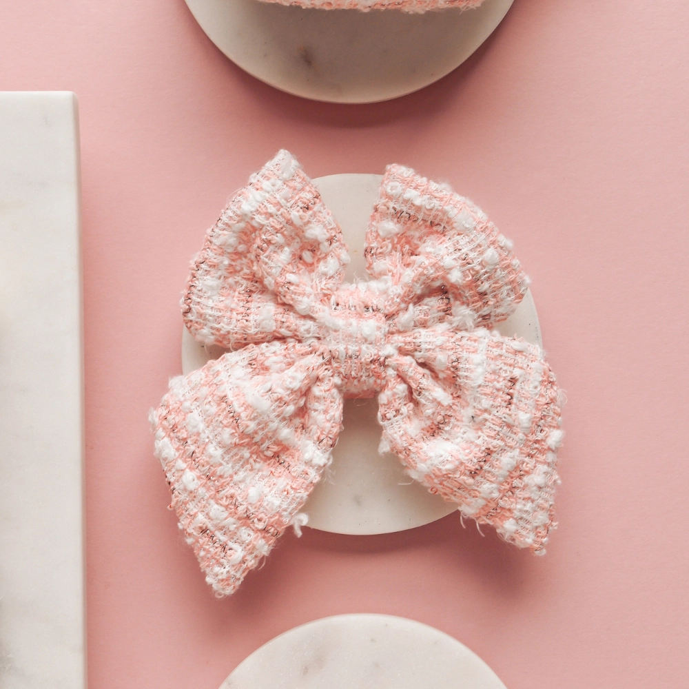 Roze Getextureerde Tweed Matrozenstrikje