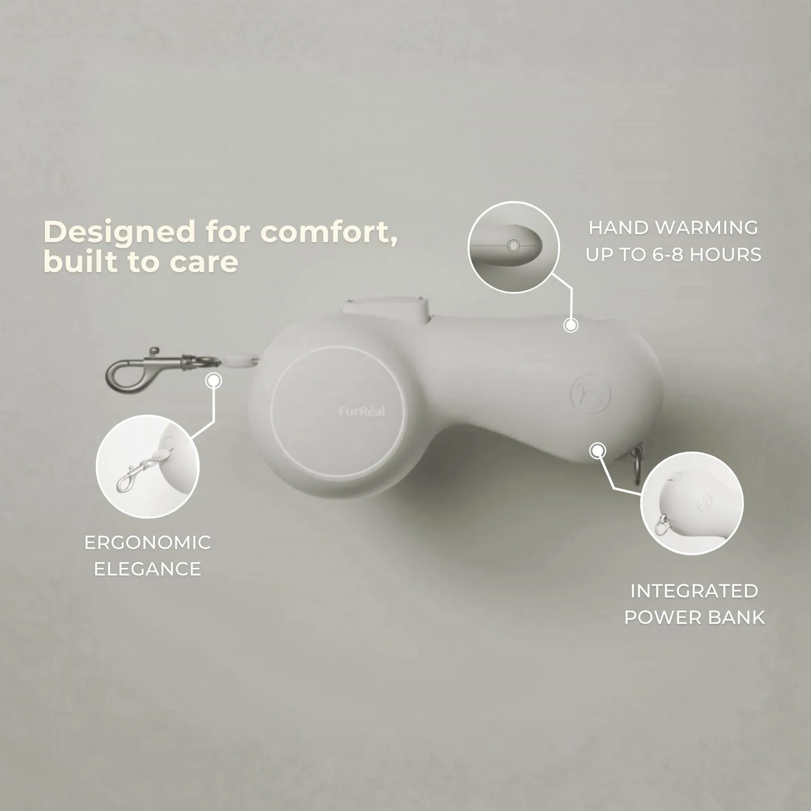 Full Option Luxe Leiband met Handverwarming en Powerbank Beige - Afbeelding 2