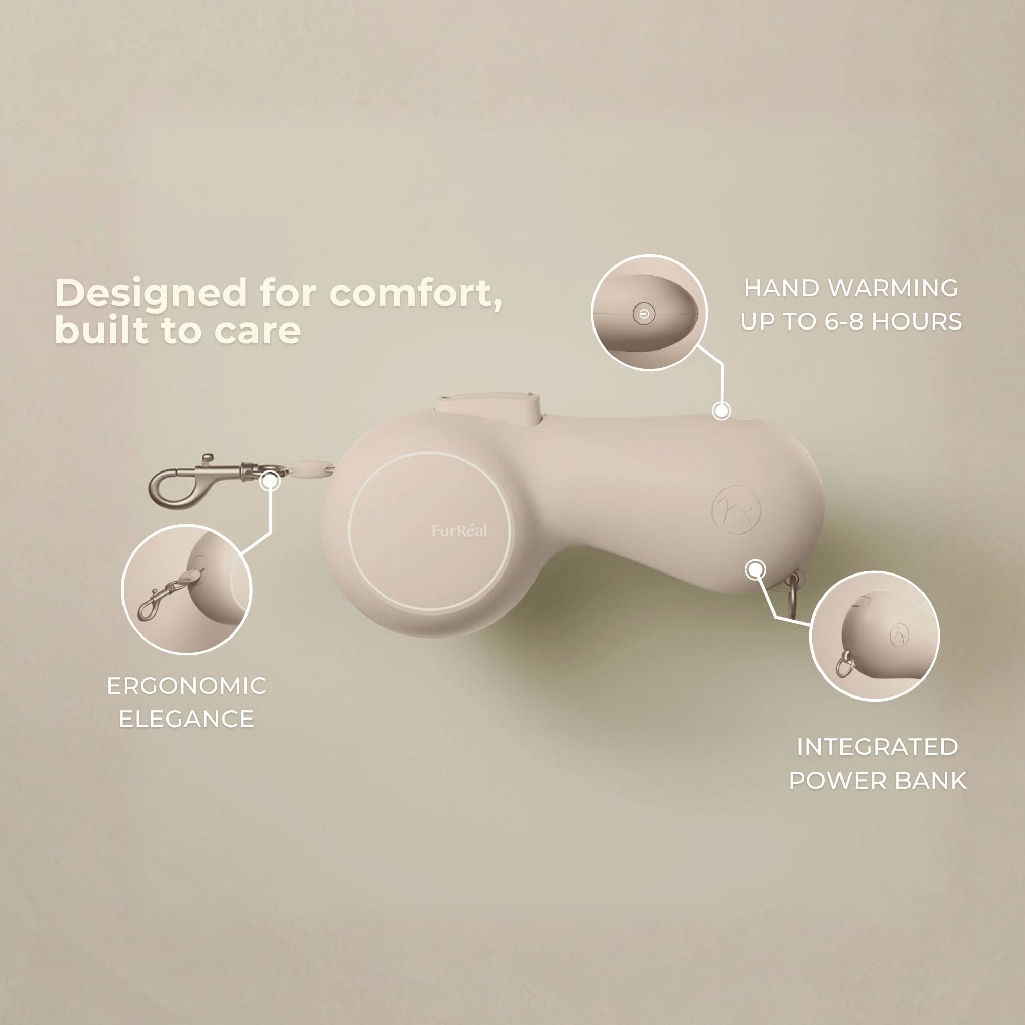 Full Option Luxe Leiband met Handverwarming en Powerbank Zandkleur - Afbeelding 2